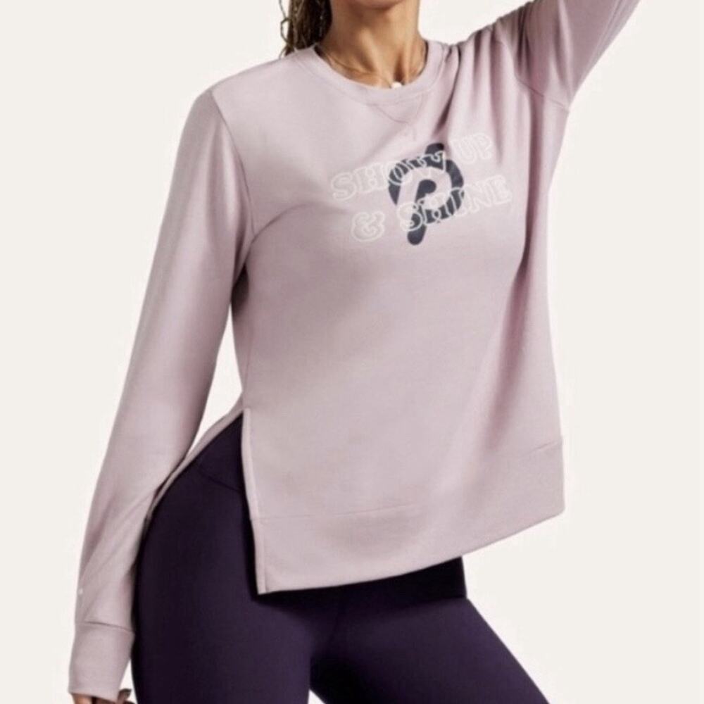 Peloton Show Up and Shine Side Slit Pullover Sweatshirt Womens Large Cozy Soft